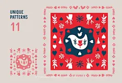 复古北欧民俗时尚自然植物花卉手绘插画图案设计ai矢量设计素材下载_颜格视觉