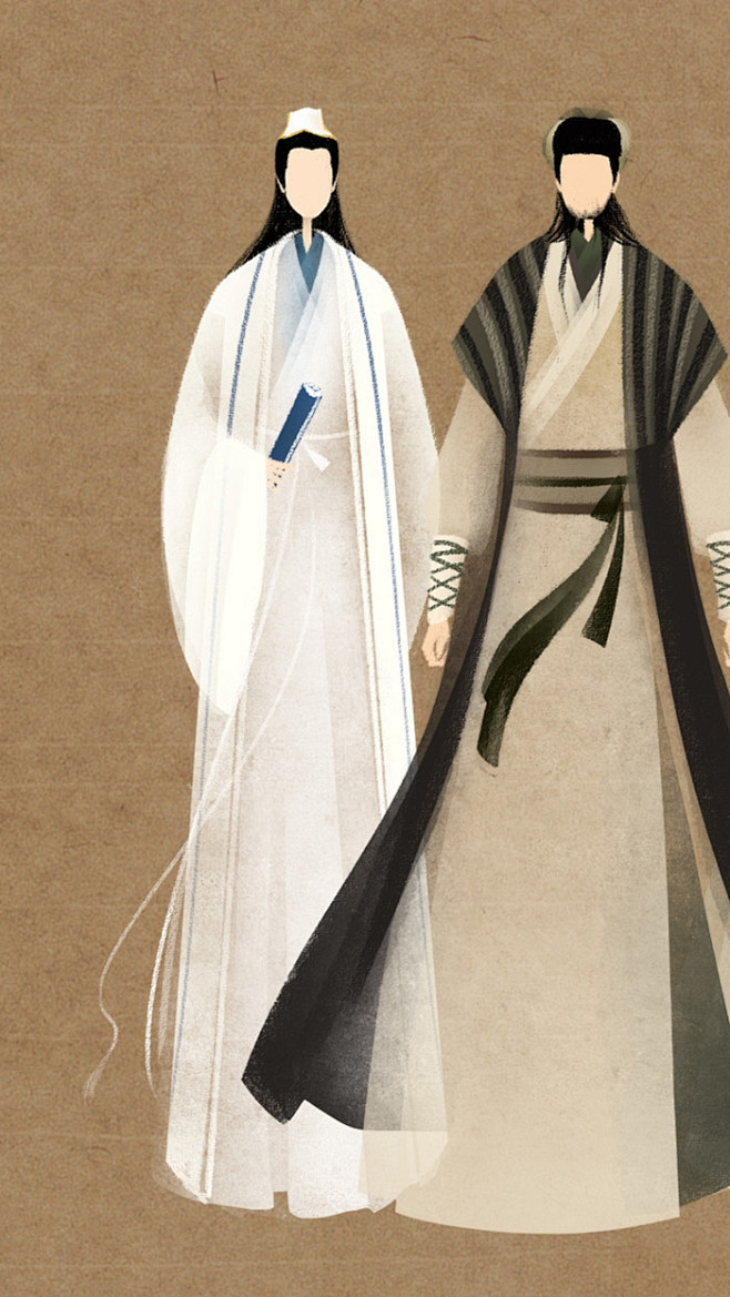 手绘插画漫画呼葱觅蒜无脸古风图集天龙八部