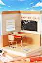 开学季3D立体教室学习场景暑假暑期培训开学图片_潮国创意
