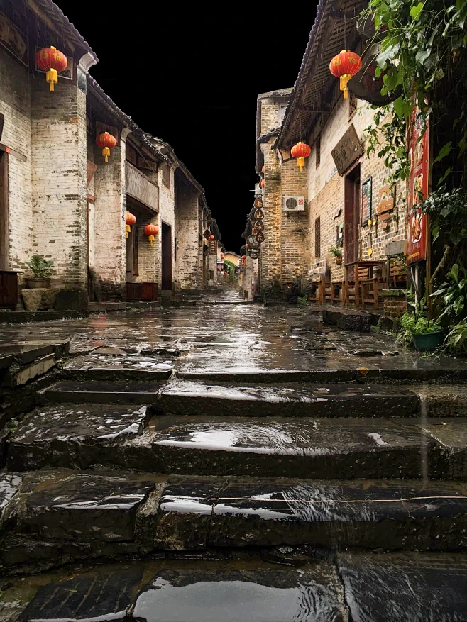 乡愁家乡生活小巷夜晚江南巷子图-花瓣网