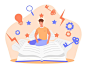 Vector man in book