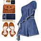 A fashion look from July 2017 featuring blue jumpsuit, Miu Miu and fringe handbags. Browse and shop related looks.