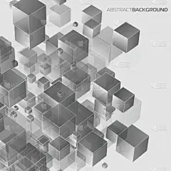 矢量抽象背景三维立方体不同大小的透视为您的设计，商业风格，图标，打印或互联网。