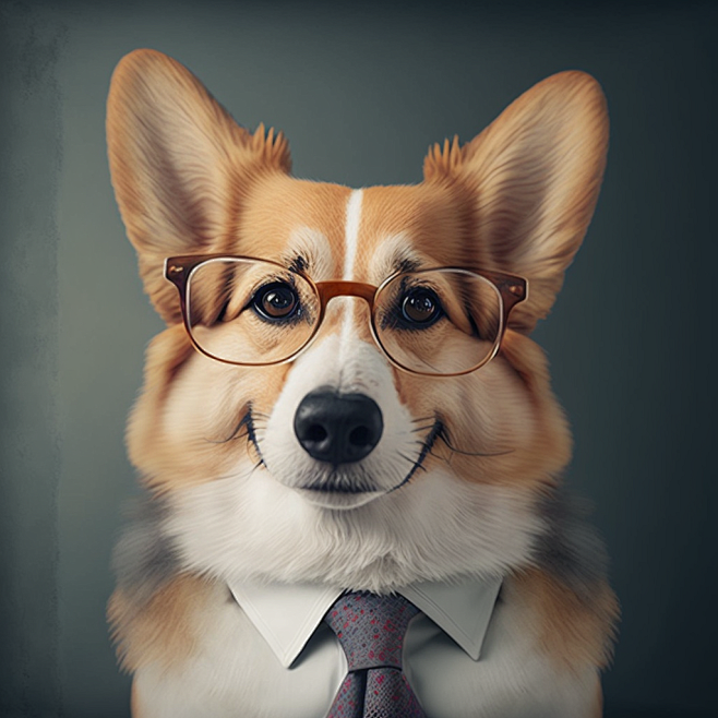 corgi wearing glasse...