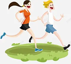 卡通跑步男女 平面电商 创意素材