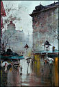 Dusan Djukaric watercolor, 36x55 cm: 