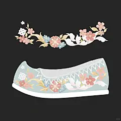 两个绣花鞋稿 - 小红书