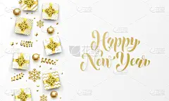 礼物,黄金,新年前夕,贺卡,请柬,华贵,雪,模板,现代,问候
