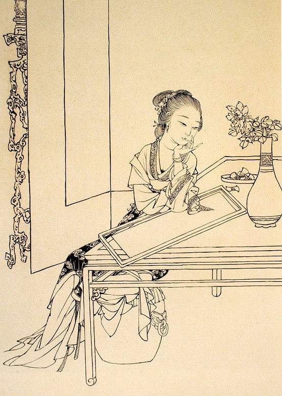 蔡岚工笔人物白描图