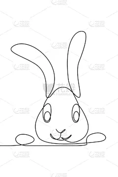 可爱的,兔子,动物头,线条,贺卡,复活节,背景分离,野生动物,恐怖,简单