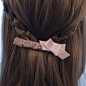 DaisyChao特殊工艺 裸色丝带包裹特殊链条 粉色小蝴蝶结发夹边夹-淘宝网