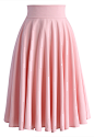 Creamy Pleated Midi Skirt in Pink - Retro, Indie and Unique Fashion