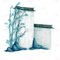 水墨-徽派建筑常规贴纸-房屋