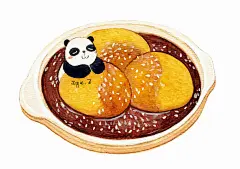 熊猫牌美食-annie.Z_美食,熊猫,成都,水彩,手绘_涂鸦王国插画