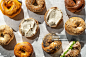 High angle shot of many delicious bagels - perfect for a food blog A high angle shot of many delicious bagels - perfect for a food blog Bagel Stock Photo