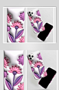 清新紫色原创膨胀风植物花卉插画手机壳-众图网