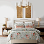 Greek Key Floral Printed Bedding