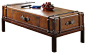 Riverside Furniture Latitudes Suitcase Cocktail Table in Aged Cognac Wood transitional-coffee-tables