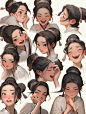 二次元头像表情绘画素材 ​​​​​​​AI绘画插画人物设计资源-淘宝网