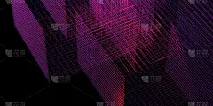 激光网格紫色辉光红色和蓝色3d插图