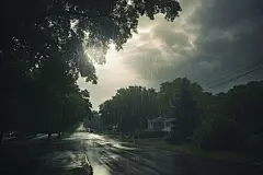 自然下雨雨天雨水暴雨倾盆大雨摄影图图片