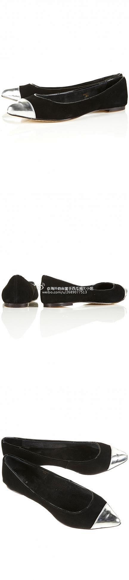 TOPSHOP黑色經典款小黑鞋，銀頭，￥...