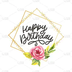 生日快乐，字母，书法，口号，鲜花，矢量，插图，文字