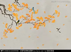 新中式银杏壁纸,美术绘画,其他设计,设计,汇图网www.huitu.com