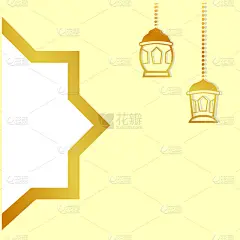 矢量，正方形金空白元素设计或模板斋月Kareem贺卡，横幅，传单和海报，灯笼，星星和月亮