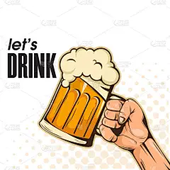 让我们喝手捧啤酒背景矢量图像