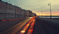 圣彼得堡黄昏光影交错城市风景图片