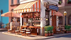咖啡店3d建筑现代建筑古风建筑故宫建筑