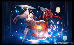 kg1234采集到张渔-莲羊-岩彩风格(插画)