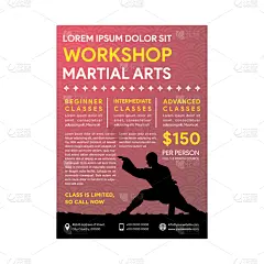 martial arts sport flyer gradient red color