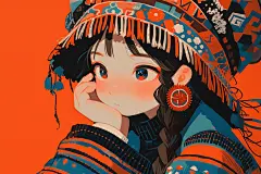 扁平化手绘民族人物图片