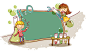 Illustration of children with science equipments
