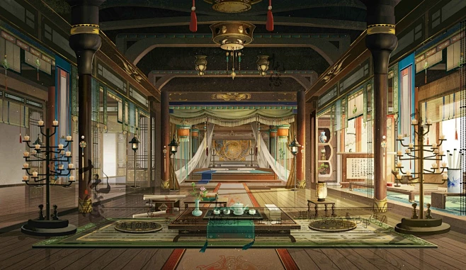 近期古风场景合集4_十七悠__插画师作品_涂鸦王国gracg.com图片_室内场景图片素材-花瓣网