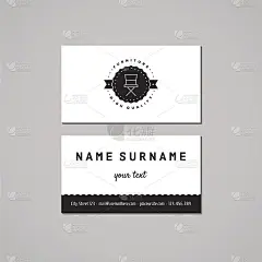 家具名片设计理念。标志与椅子和缎带。