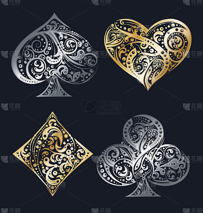 四个矢量扑克牌花色符号的集合