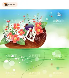 水上花船矢量插画  - 源文件下载【酷图网】水上花船,花船,花船插画,梦幻海水插画,手绘花朵,童话故事,插画股市,卡通碧绿湖水,梦幻湖面,童话,儿童插画,儿童童话,梦幻海报,梦幻插图,鲜花,矢量花朵,卡通花朵,垂钓,钓鱼的人,垂钓的人,梦幻云朵,卡通云朵,童话世界