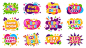 Vector kids entertainment badges. game room party labels, children education and entertainment club elements. baby playing zone  illustration set. playroom area, child and kids zone for game