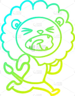 慢跑,狮子,山,卡通,铅笔画,可爱的,动物园,图像,艺术,性格