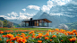 Glass House Surrounded by a Beautiful Landscape AI Artwork 2