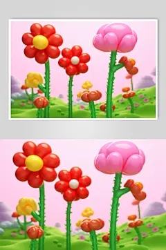 AI数字艺术感恩节卡通毛绒花卉花朵模型