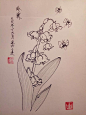 叶志军先生的钢笔白描花卉作品