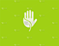 creative logo icon sign plant leaf and hand in a