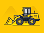 Digger job site vehicle construction outline vector icon