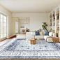 AMADA HOMEFURNISHING 8x10 Washable Area Rug, Low-Profile Large Area Rug with Non-Slip Backing & Durable Edge Binding, Vintage Large Rugs for Living Room, Bedroom, Dinning Room