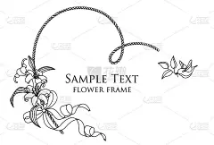 矢量插图手绘花和线画框