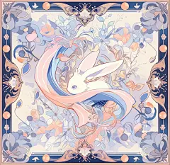 AI制作中秋物料玉兔插画 - 小红书